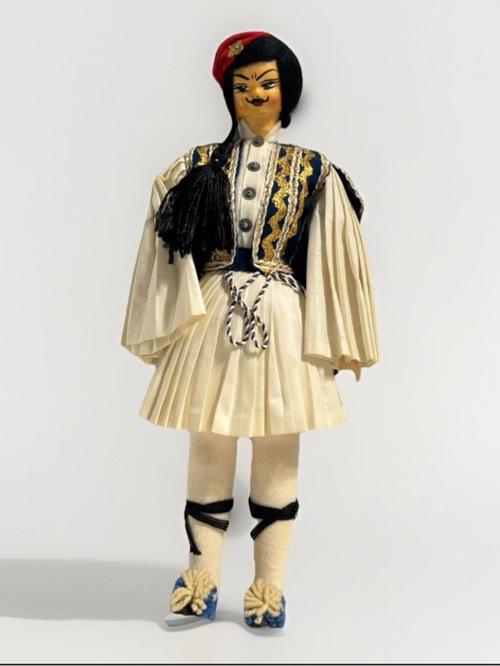 Greek Tsolias Doll Soldier Attire Evzones Folk Art Collectible 12”